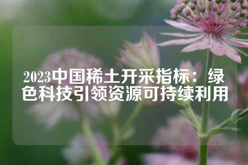 2023中國稀土開采指標(biāo)：綠色科技引領(lǐng)資源可持續(xù)利用