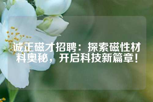 誠正磁才招聘：探索磁性材料奧秘，開啟科技新篇章！