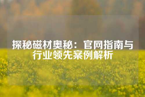 探秘磁材奧秘：官網指南與行業領先案例解析